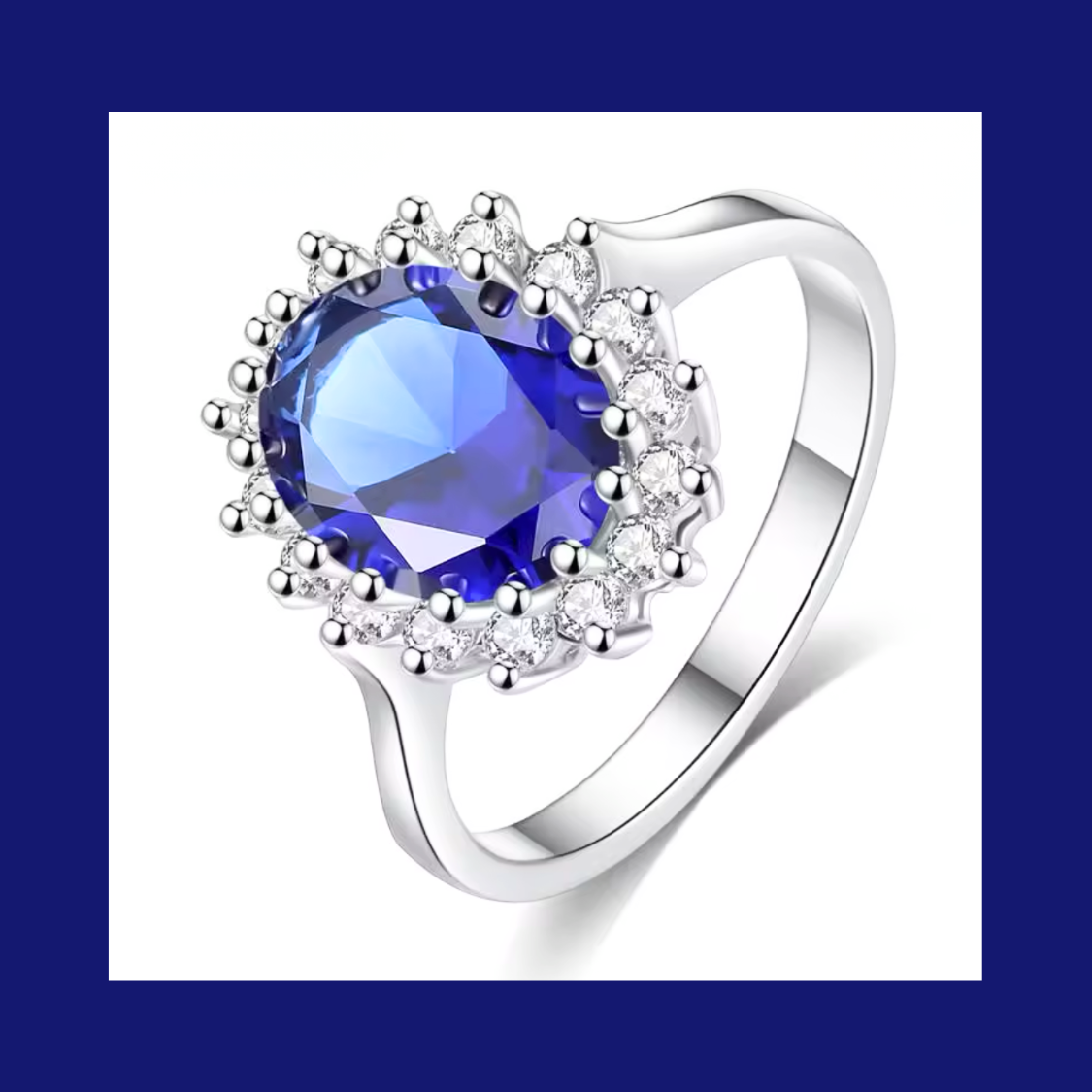 Anillo Zirconia Zafiro Kate Middleton en Plata .925