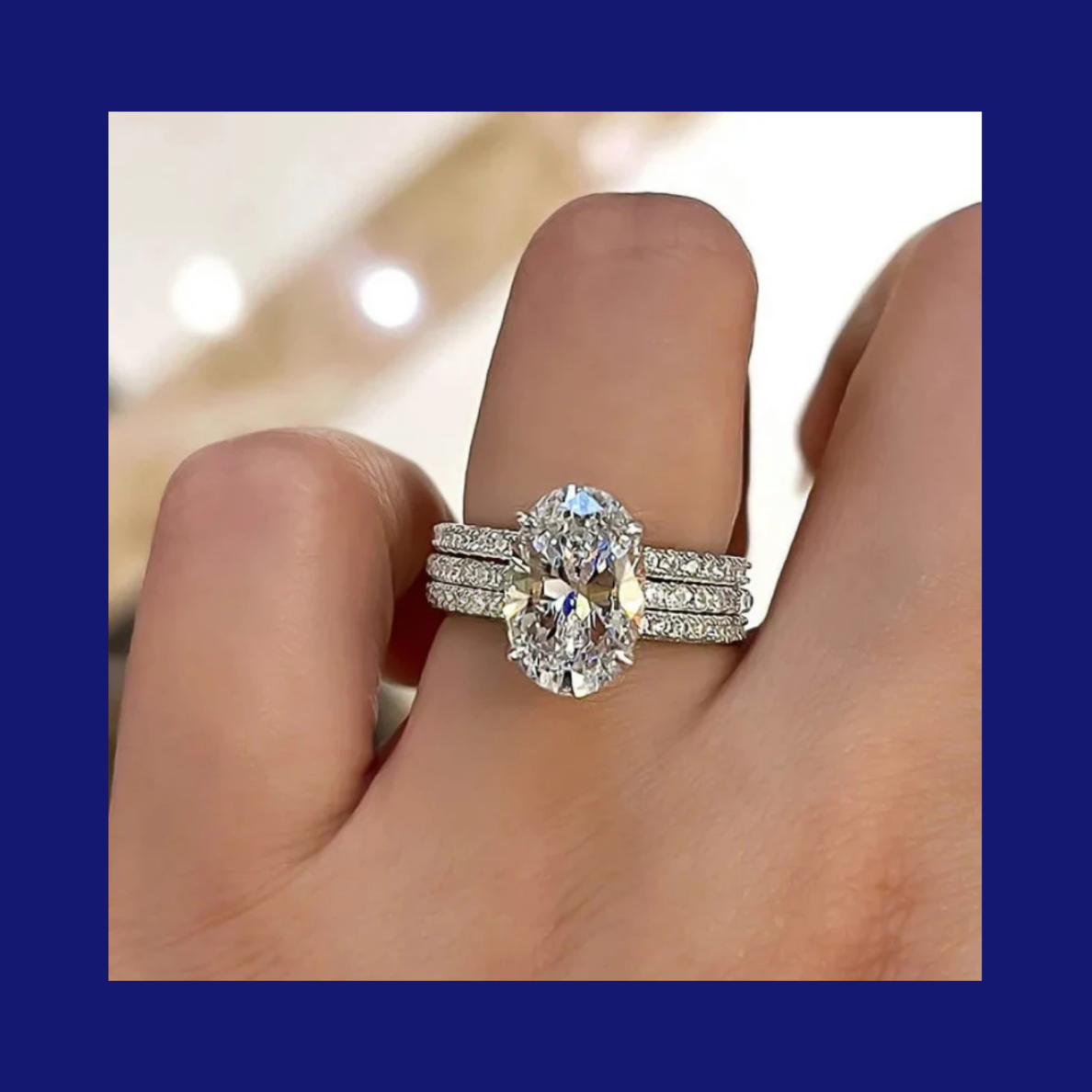 Anillos de Zirconias 1 de Compromiso Ovalado con 1 Churumbela completa