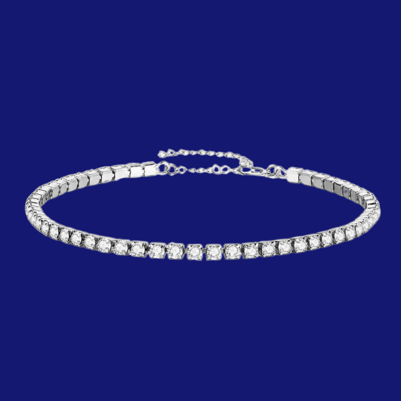 Pulsera Tennis Zirconias en Acero Inoxidable Plata 2mm