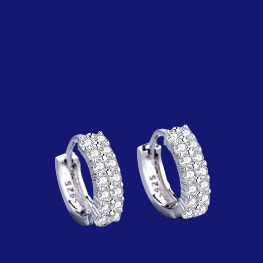 Aretes Mini Arracadas de Zirconía Doble línea